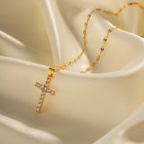 Uworld Retro Crossed Zircon Necklace 18K PVD Plated