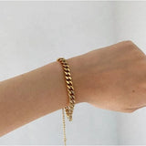 Uworld Retro Mesh Belt Titanium Wide Bracelet 18K Plated Stainless Steel Chain