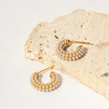 Uworld Stainless Steel Pearl Mini C Hoop Earrings for Women