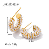 Uworld Stainless Steel Pearl Mini C Hoop Earrings for Women