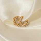 Uworld Stainless Steel Pearl Mini C Hoop Earrings for Women