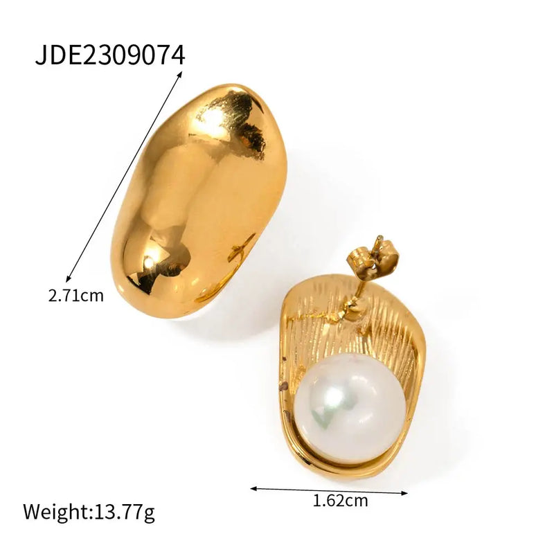Uworld Geometric Pearl Earrings Exaggerated Texture