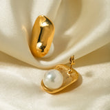 Uworld Geometric Pearl Earrings Exaggerated Texture