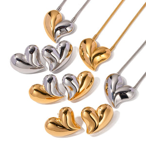 Uworld Heart Pendant Necklace 18K PVD Plated Earring Set