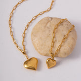 Uworld Stainless Steel Heart Pendant Chunky Choker Necklace Women