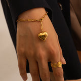 Uworld Stainless Steel Heart Pendant Chunky Choker Necklace Women
