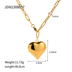 Uworld Stainless Steel Heart Pendant Chunky Choker Necklace Women