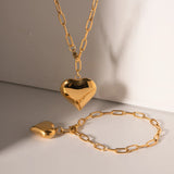 Uworld Stainless Steel Heart Pendant Chunky Choker Necklace Women