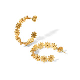 Uworld Stainless Steel Flower C-Shaped Earrings Charm 18K Jewelry