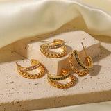 Uworld Two Layer Beads C Shape Small Zircon Earrings