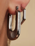 Geometric Hoop Earrings Stainless Steel 18K Plated U-shaped Earrings