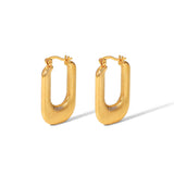Geometric Hoop Earrings Stainless Steel 18K Plated U-shaped Earrings