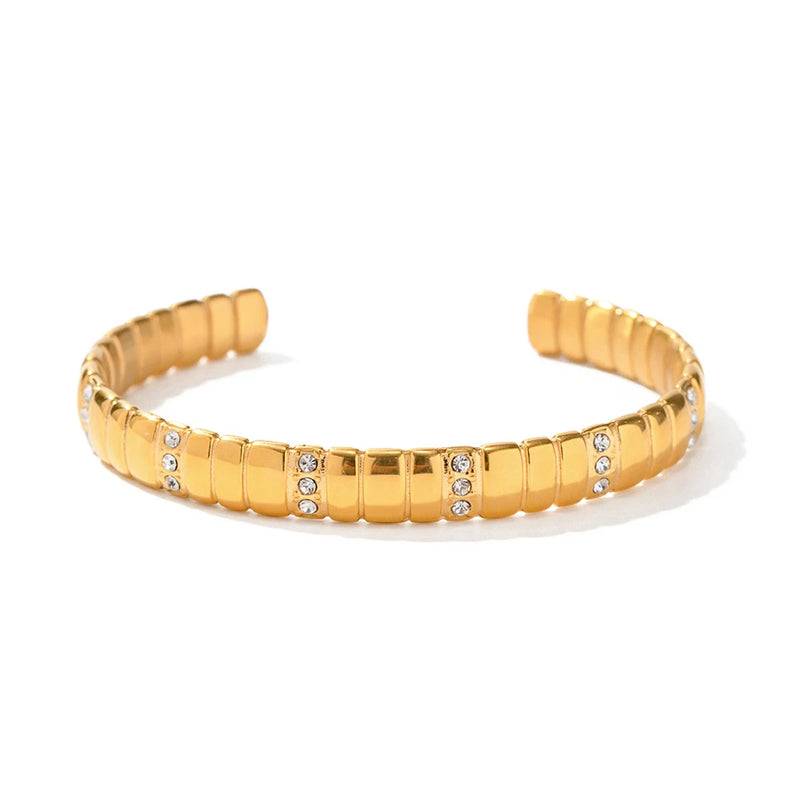 Uworld CZ Stainless Steel Bangle Bracelet 18K Plated Women Jewelry