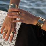 Uworld Textured Cuff Bracelet Stainless Steel Adjustable Bangle