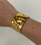 Uworld Textured Cuff Bracelet Stainless Steel Adjustable Bangle