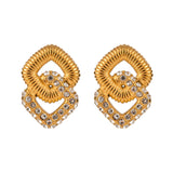 Pearl Zircon Inlaid Stainless Steel Hoop Earrings