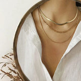 Uworld Stainless Steel Snake Chain Layer Necklace 3 Layer Jewelry