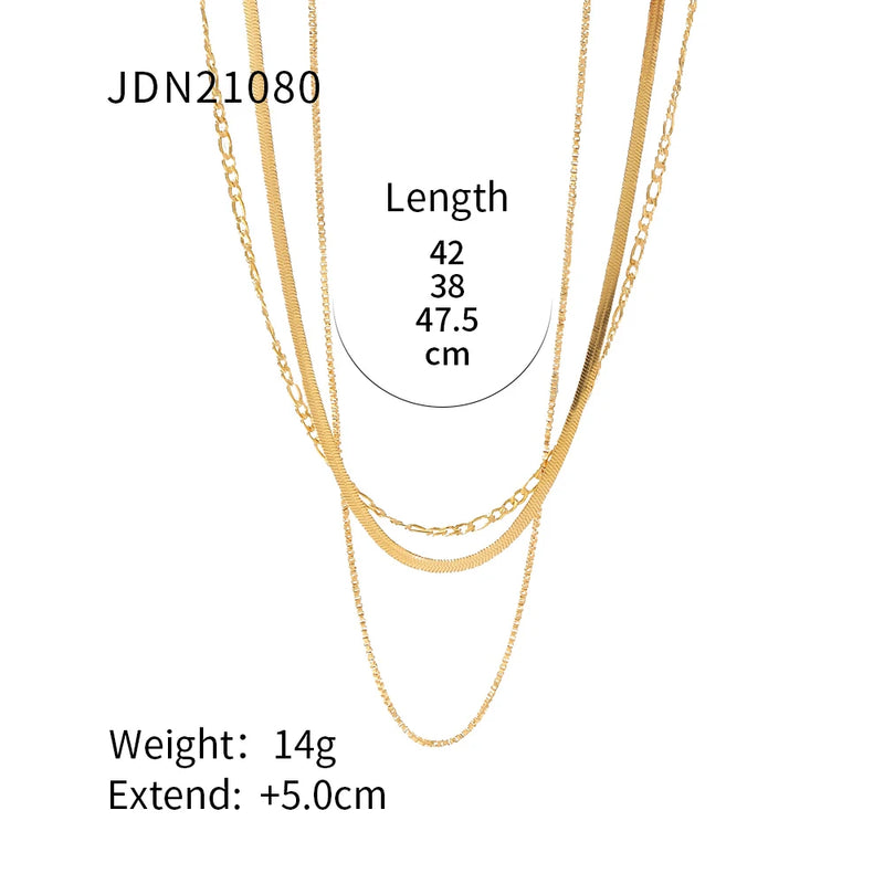 Uworld Stainless Steel Snake Chain Layer Necklace 3 Layer Jewelry