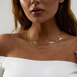 Uworld Stainless Steel Snake Chain Layer Necklace 3 Layer Jewelry
