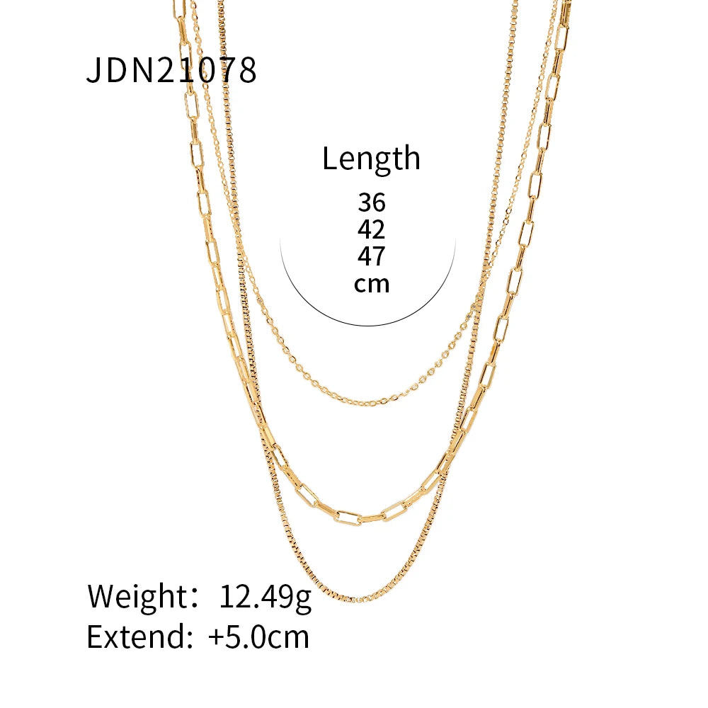 Uworld Paperclip Box Chain Layered Necklace Triple Layer Necklace