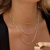 Uworld Paperclip Box Chain Layered Necklace Triple Layer Necklace