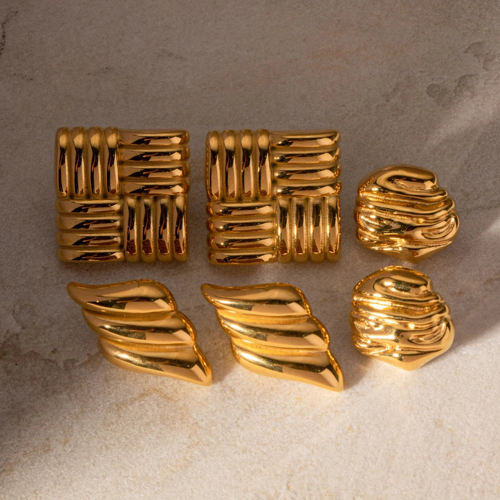Uworld Stainless Steel Geometric Stud Earrings Retro Jewelry