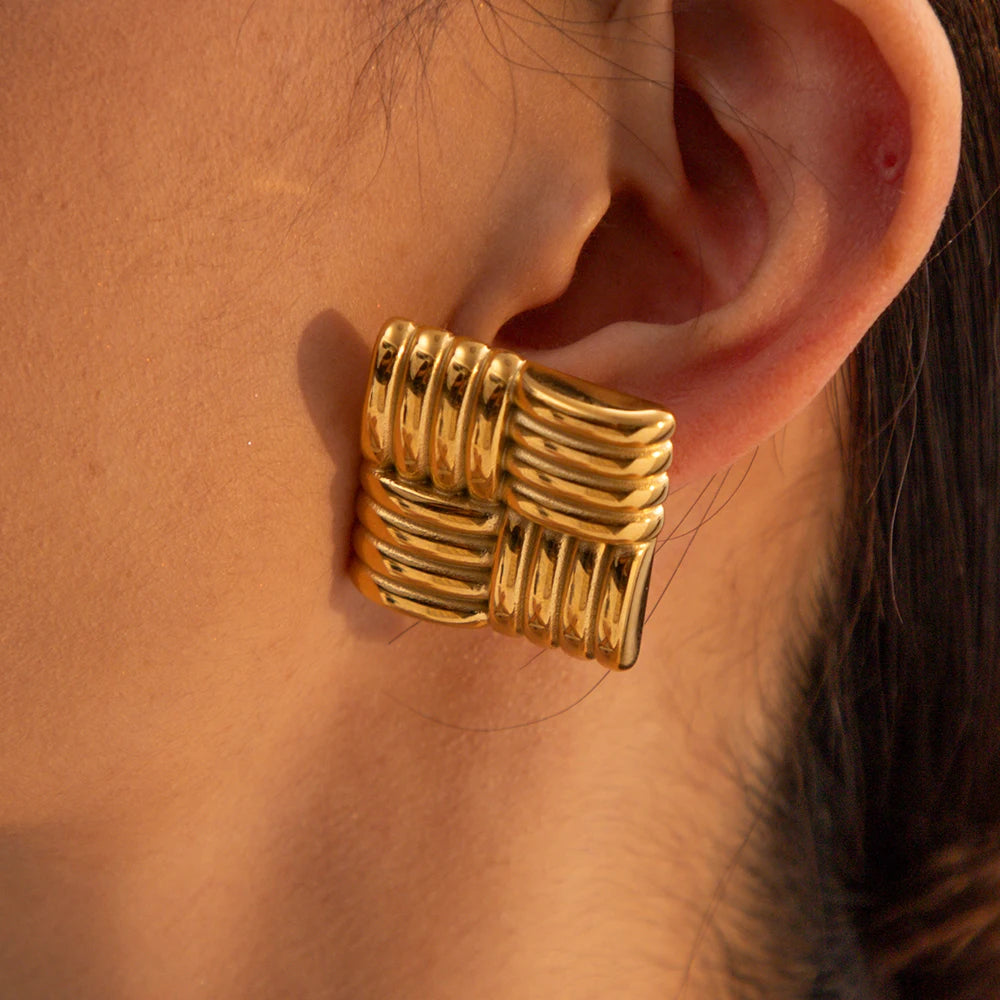 Uworld Stainless Steel Geometric Stud Earrings Retro Jewelry