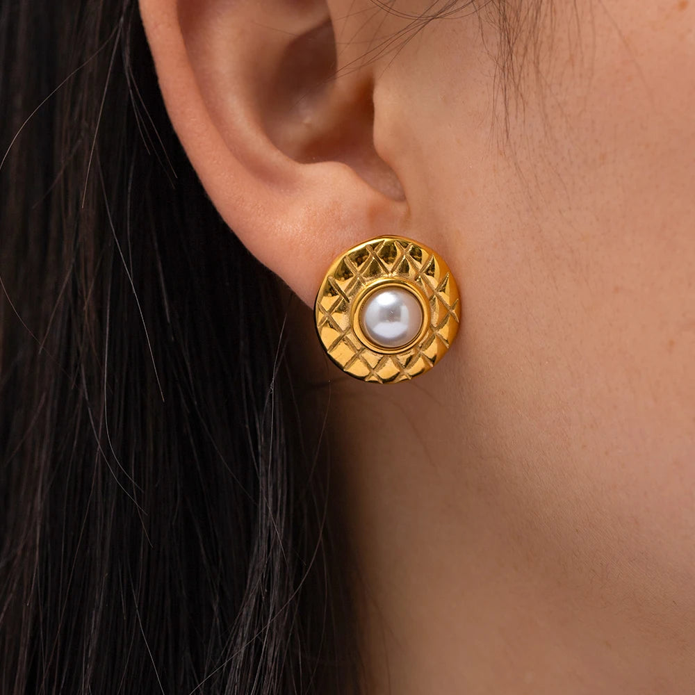 Uworld Vintage Pearl Stud Earring for Girls Waterproof