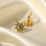 Vintage Sun Moon Hoop Earrings 18K Plated Asymmetry Earrings
