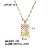 Uworld Mini Pearl Mesh Rectangle Pendant Necklace