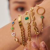 Uworld Waterproof Metal Cuban Chain Bracelet Women Statement Jewelry