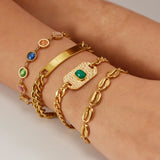 Uworld Waterproof Metal Cuban Chain Bracelet Women Statement Jewelry