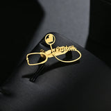Uzone Charm Stethoscope Brooches Stainless Steel Heart Name Brooch Pins