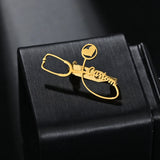 Uzone Charm Stethoscope Brooches Stainless Steel Heart Name Brooch Pins