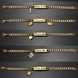 Uzone Name Cross Heart Bracelet Stainless Steel Personalized Jewelry