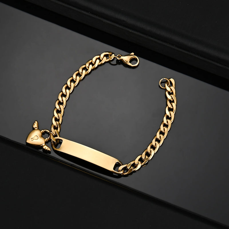 Uzone Name Cross Heart Bracelet Stainless Steel Personalized Jewelry