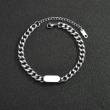 Uzone Engraved Name Bracelets Personalised for Couple Cuban Thick Chain