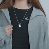 Uzone Stainless Steel Round Pendant Necklace for Women