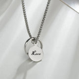 Uzone Stainless Steel Round Pendant Necklace for Women