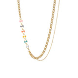 Uzone Beaded Chain Stone Pendant Necklace Christmas Accessories Jewelry Gift