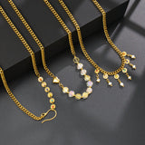 Uzone Beaded Chain Stone Pendant Necklace Christmas Accessories Jewelry Gift