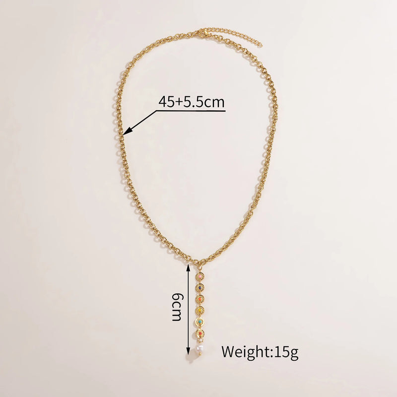Uzone Beaded Chain Stone Pendant Necklace Christmas Accessories Jewelry Gift