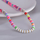 Uzone Colorful Polymer Clay Necklaces Stainless Steel Chain Christmas Gift