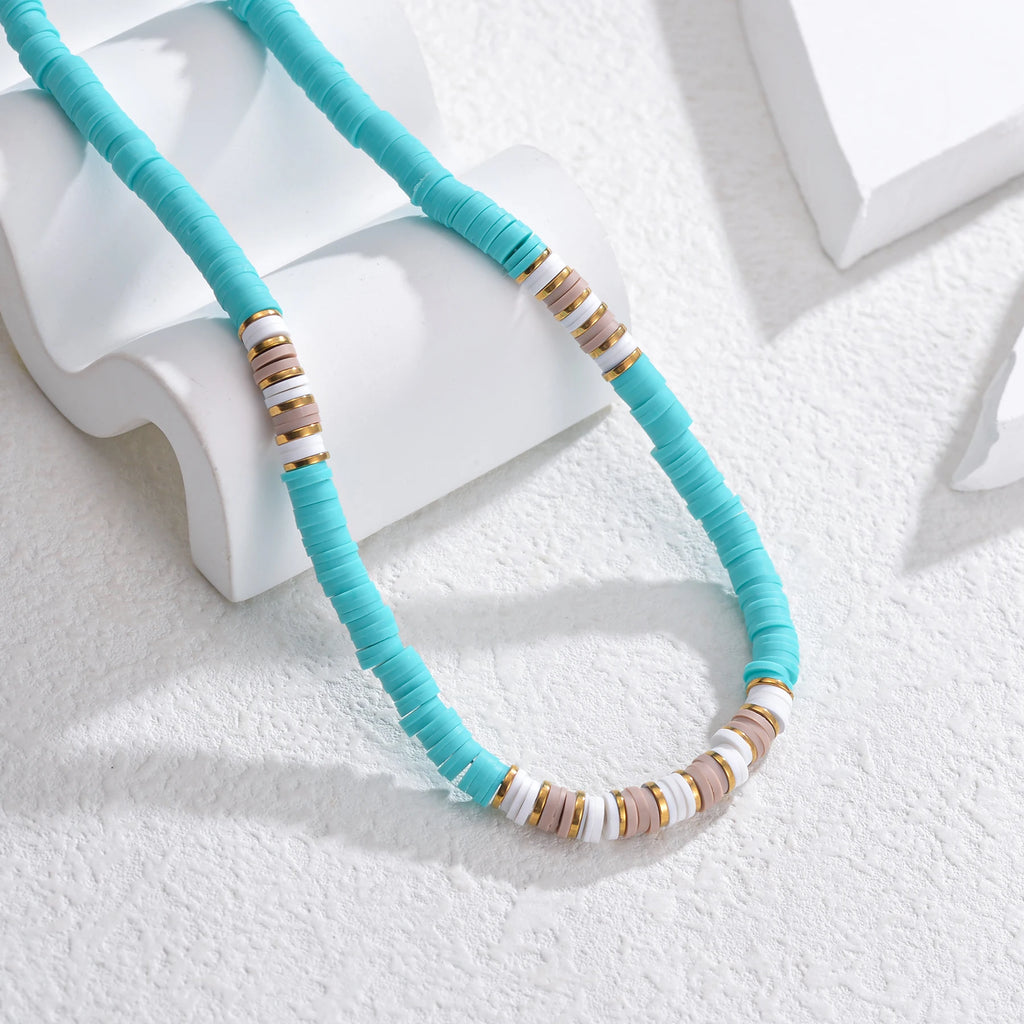 Uzone Colorful Polymer Clay Necklaces Stainless Steel Chain Christmas Gift