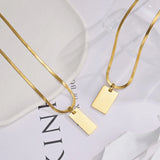 Uzone Engrave Square Pendant Necklaces Name Date Blade Chain Stainless Steel