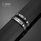 Uzone Punk Name Engrave Logo Text Date Bracelets Stainless Steel Bangle