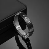 Uzone Punk Name Engrave Logo Text Date Bracelets Stainless Steel Bangle