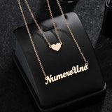 Uzone Personalized Name Necklace Stainless Steel Chain Zircon Heart Pendant