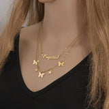 Uzone Personalized Name Necklace Stainless Steel Chain Zircon Heart Pendant