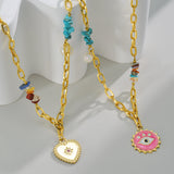 Uzone Star Heart Eye Pendant Necklace Women Stainless Steel Charm